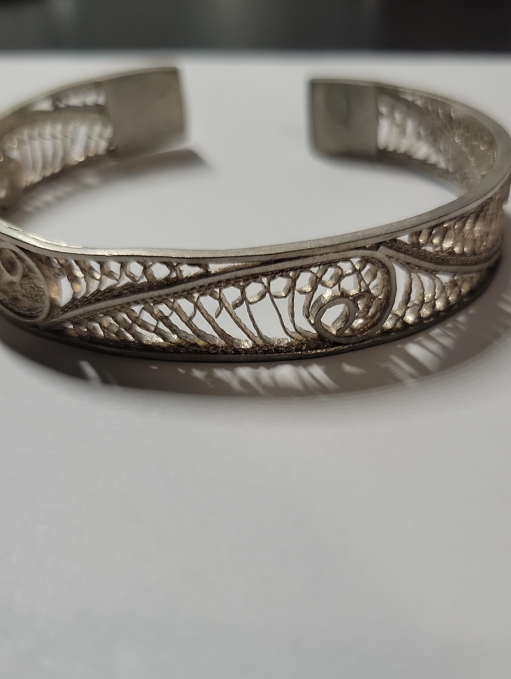 Silver Tone Filigree Cuff Bracelet